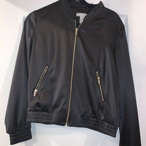 Black satin bomber jacket